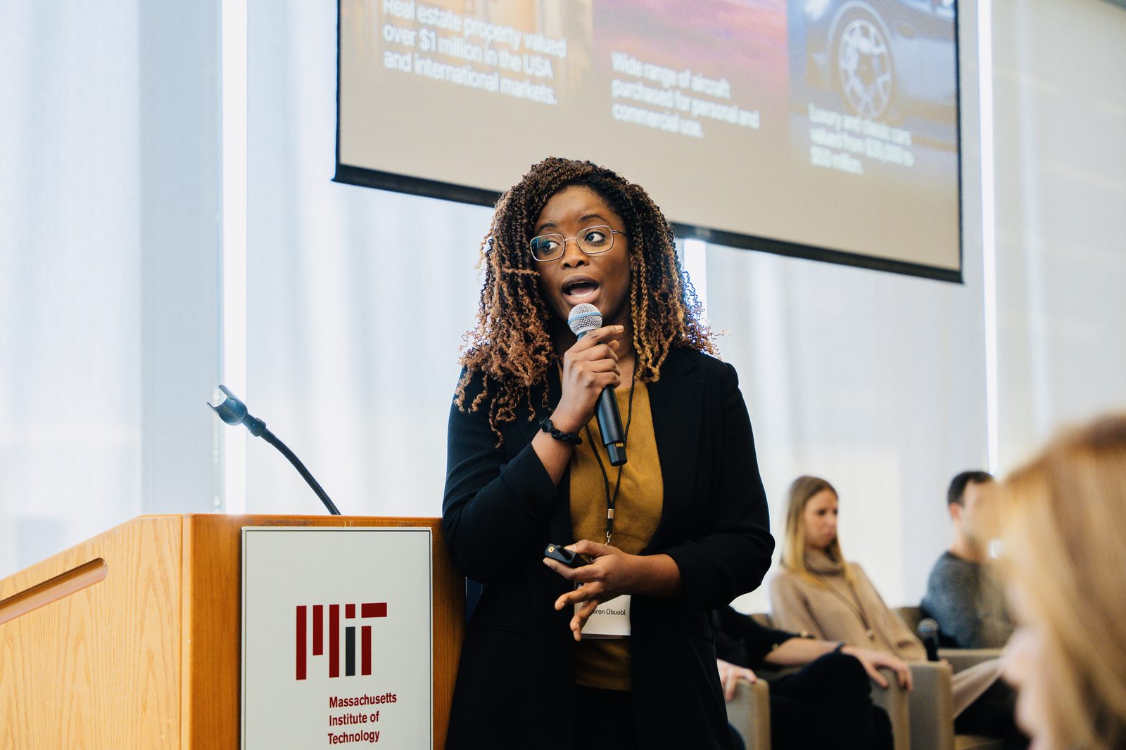 Sharon Obuobi speaking at MIT